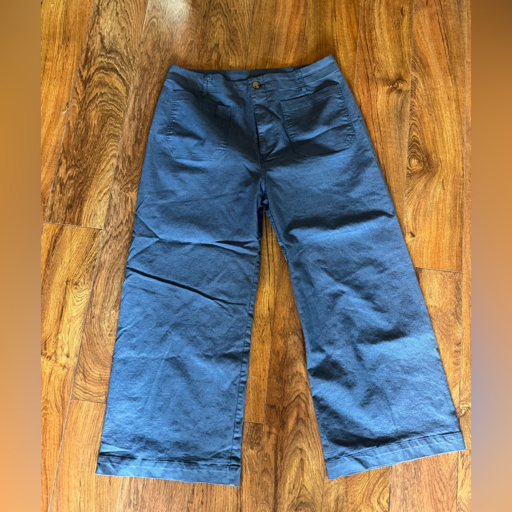 Women's Wide-Leg Navy Trousers